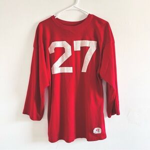 Vintage 70’s Champion Red 3/4 Long Sleeve Jersey with Number 27